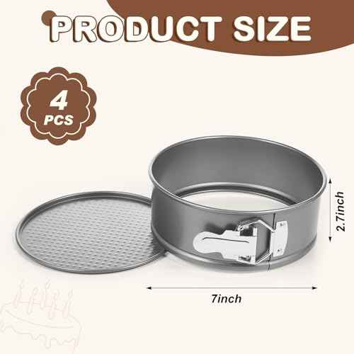 4 Pcs 7 Inch Non Stick Springform Pans Cheesecake Pans (4 Count)