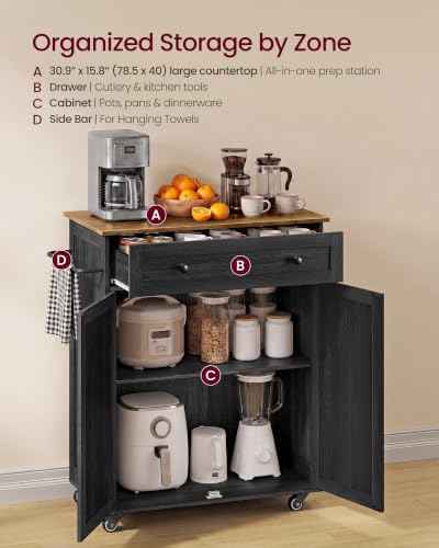 Mobile Kitchen Wooden Island Cart with Storage for Dining Room