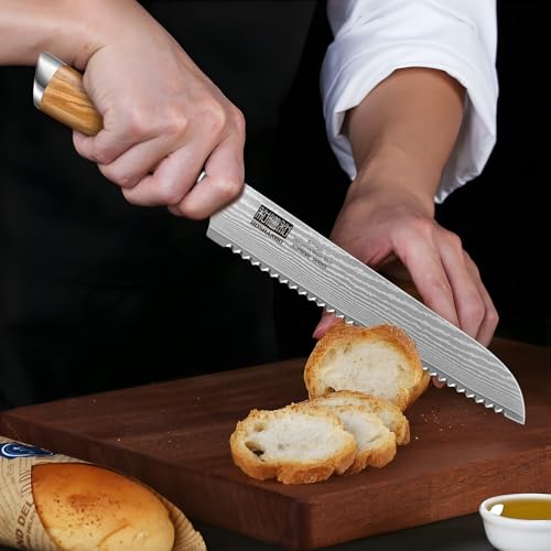 Damascus Bread Knife 8"