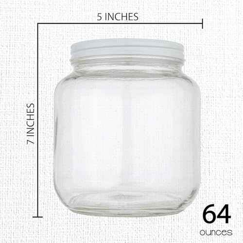 Half Gallon Mason Jar Wide Mouth with Airtight White Metal Lid
