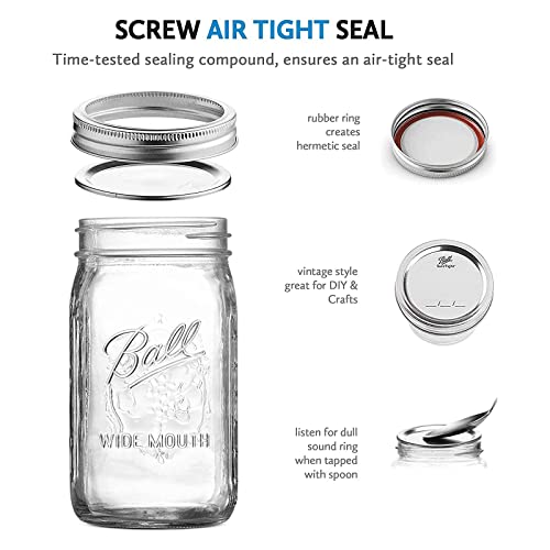 Wide Mouth Glass Mason Jars with Lids and Bands