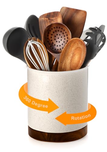 Ceramic Rotating Kitchen Utensil Holder for Countertop