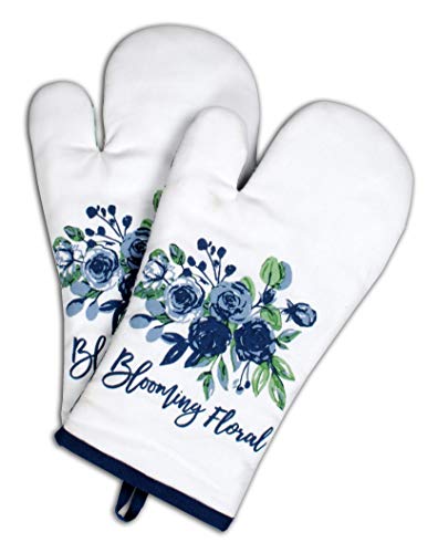Oven Mitts Set of 1 Quilted Liner with Hanging Loop Non Slip (2 Count)