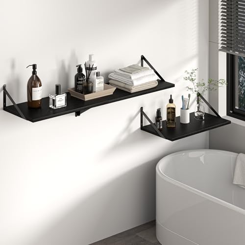 40W x 12D Deep Floating Shelves Set of 2 Black (2 Count)