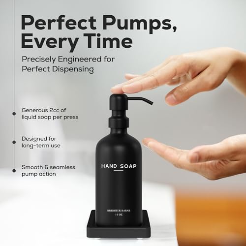 Black Glass Soap and Lotion Dispenser Set with Tray by Brighter Barns