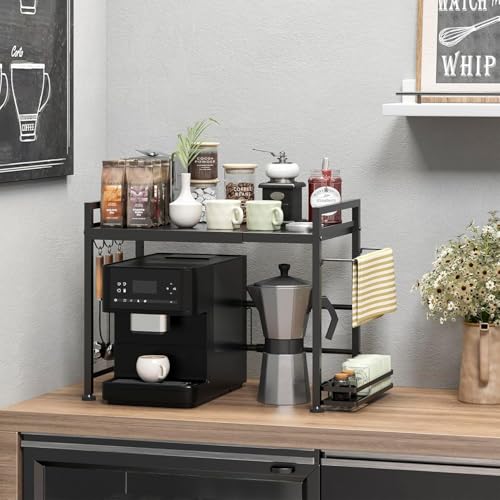 Expandable Microwave Stand Kitchen Countertop Organizer With Storage