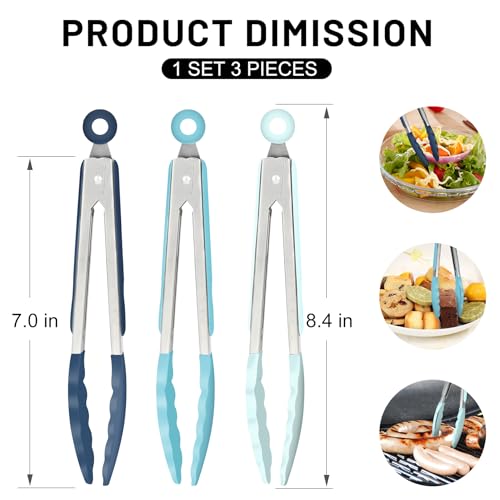Mini Silicone Kitchen Tongs for Cooking (3 Count)