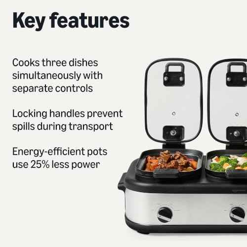 Triple Slow Cooker with Ceramic Nonstick Coating