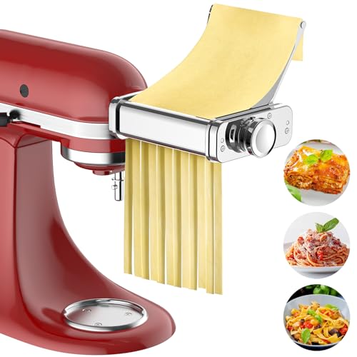 3-in-1 Pasta Attachment for KitchenAid Stand Mixers, Roller & Cutter