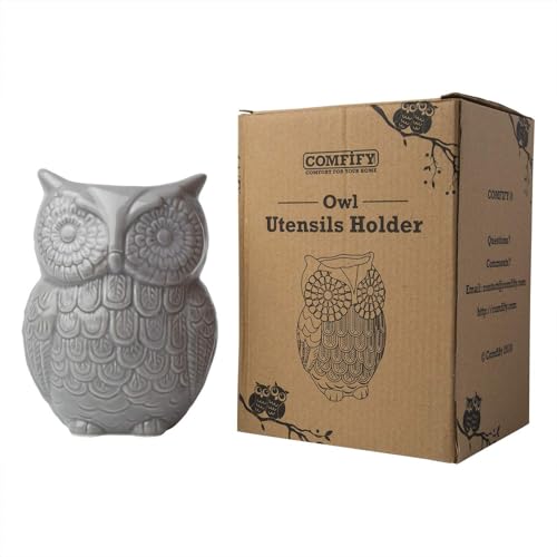 Gray Owl Utensil Holder