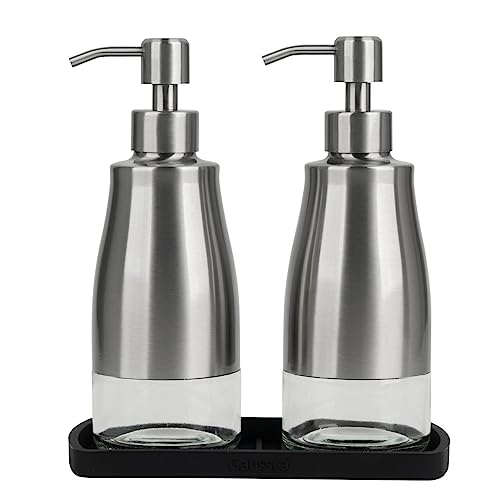 Kitchen Soap Dispenser with Silicone Tray & Stickers 11 OZ