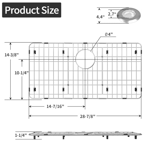 28-7/8" x 14-3/8" Stainless Steel Sink Protector, Sink Grate for Bottom