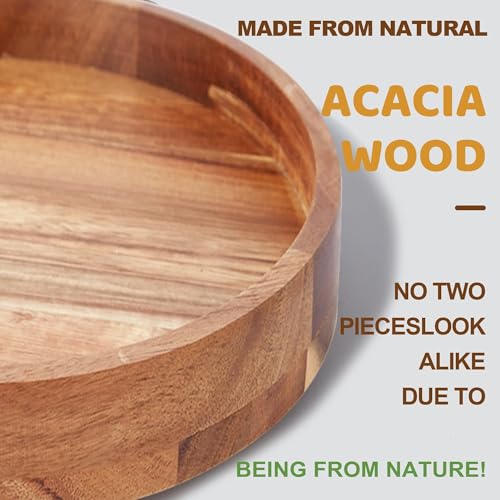 9" Acacia Wood Lazy Susan Organizer for Cabinet