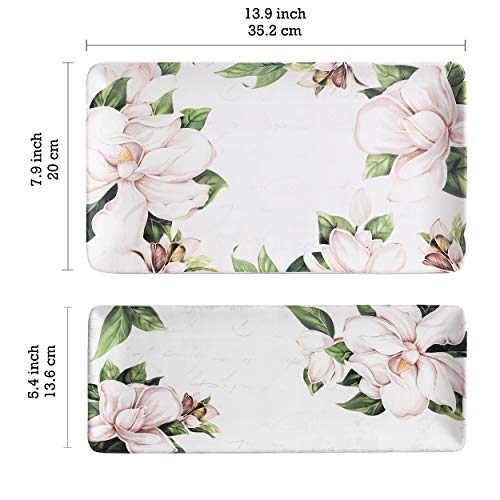 Magnolia Floral Ceramic 14 inch Rectangular Serving Platter (2 Count)