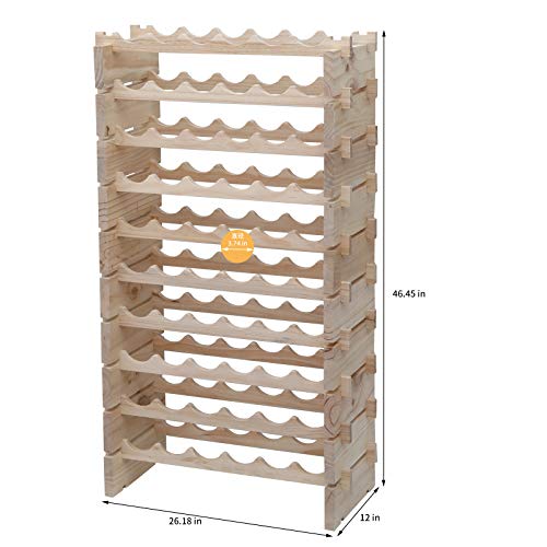 Wine Rack Solid Wood Stackable Storage Wooden Wine Rack Wine Cabinet (60 Count)