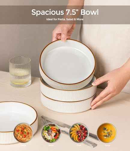 7.5 Inch Pasta Bowls Set of 4 (4 Count)