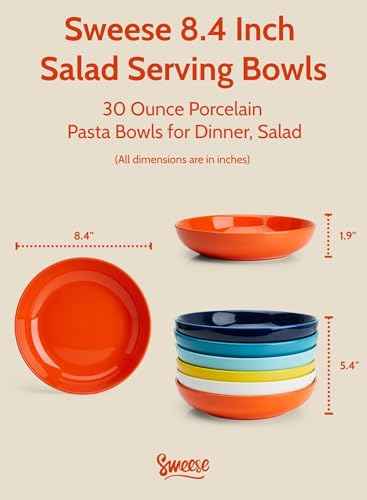 Pasta Bowls 30 Ounce Salad Serving Bowls Set of 6 (6 Count)