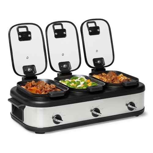 Triple Slow Cooker with Ceramic Nonstick Coating