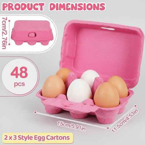 48 Pieces Colored Paper Pulp Egg Cartons 2 x 3 Colorful Style Vintage Blank Egg Cartons for Fresh Duck Quail Storage Kitchen Family Farmhouse (48 Count)