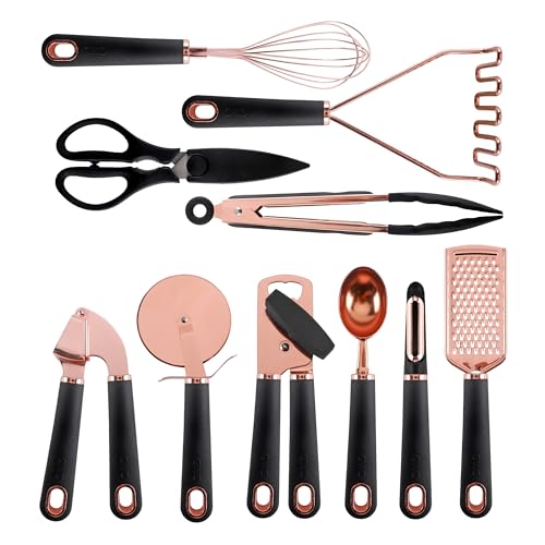 Kitchen Gadget Set Copper Plated Stainless Steel Utensils with Soft Touch Handles
