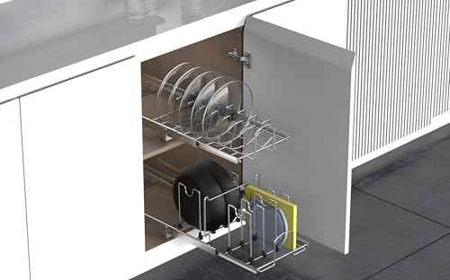 Slide Out Pan and Pot Lid Organizer For Under Cabinet