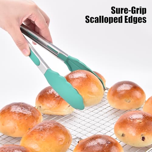 Kitchen Tongs with Silicone Tips for Cooking Serving