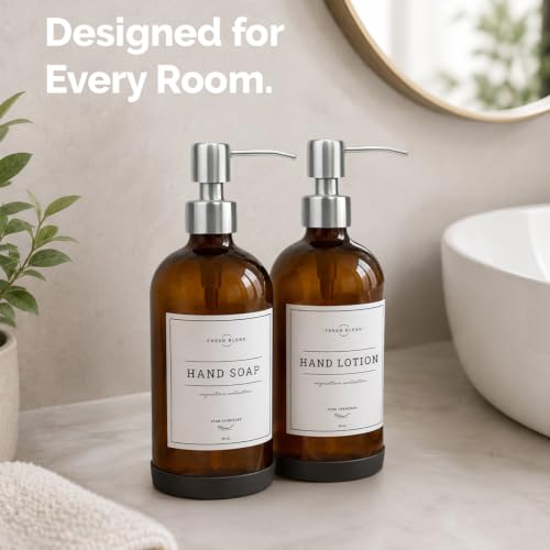 Amber Glass Soap Dispenser (2 Count)