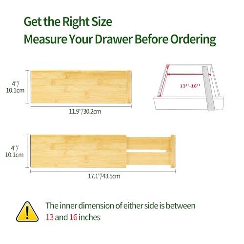 3 Pack Bamboo Drawer Dividers