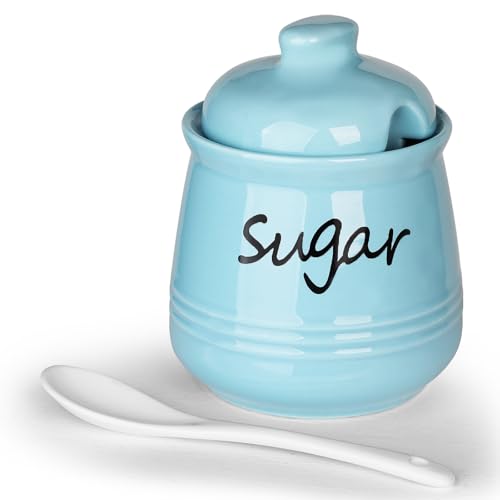 12oz Ceramic Sugar Bowl with Lid and Spoon