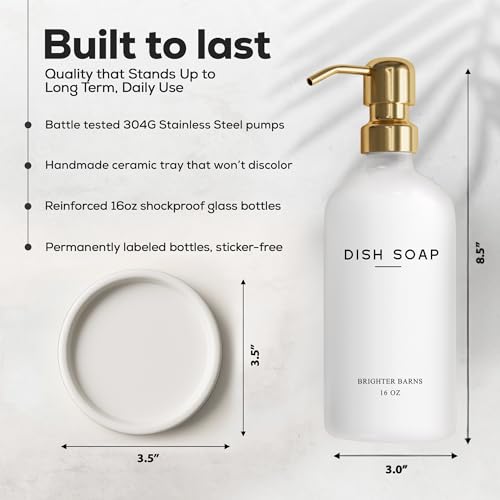 Luxury Glass Dish Soap Dispenser for Kitchen Sink by Brighter Barns