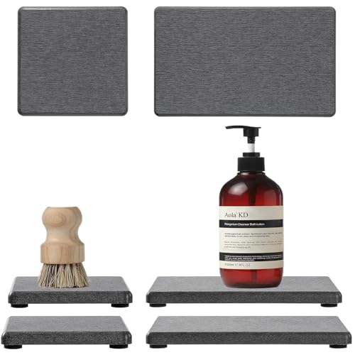4PCS Water Absorbing Sponge Holder Diatomite Stone Sink Tray Mat (4 Count)