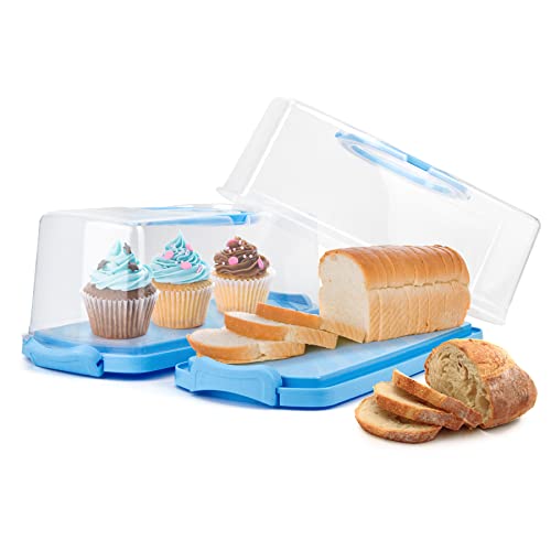 2 Pack Plastic Rectangular Bread Box with Clear Lid (2 Count)