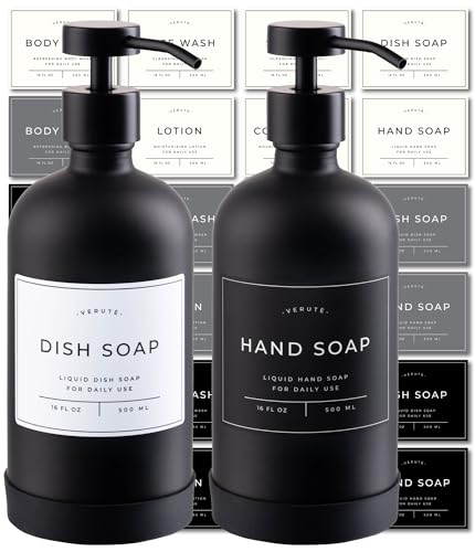 Hand and Dish Soap Dispenser for Kitchen and Bathroom (2 Count)