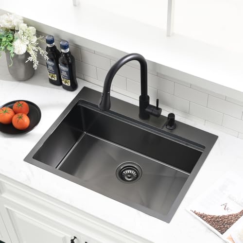 26 inch Black Drop in Kitchen Sink