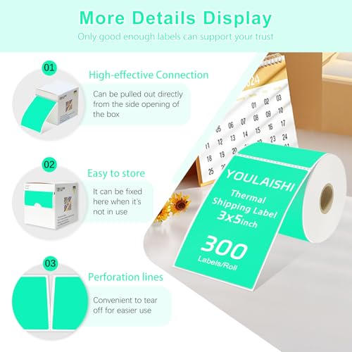 3 x 5 inch Home Moving Box Labels for Storage Bins 300pcs Colored Blank Label Sticker for Shipping Thermal Printer Color Coding Rectangle Moving Labels for Packing Boxes