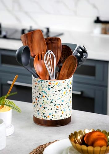 Ceramic Rotating Kitchen Utensil Holder for Countertop