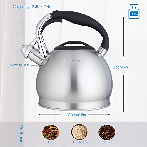 Whistling Stovetop Tea Kettle Food Grade Stainless Steel Hot Water Tea Pot With Loud Whistle