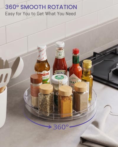 2 Pack 9 Inch Clear Acrylic Lazy Susan 360° Turntable Organizer Spice Rack (2 Count)
