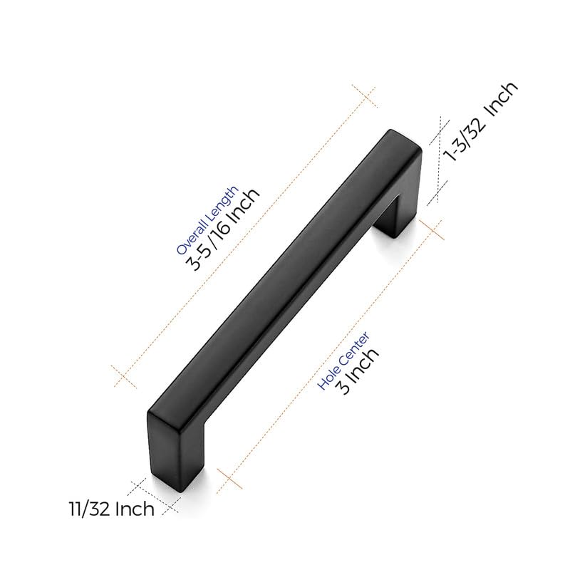 Matte Black Cabinet Handles Solid Cabinet Pulls (60 Count )