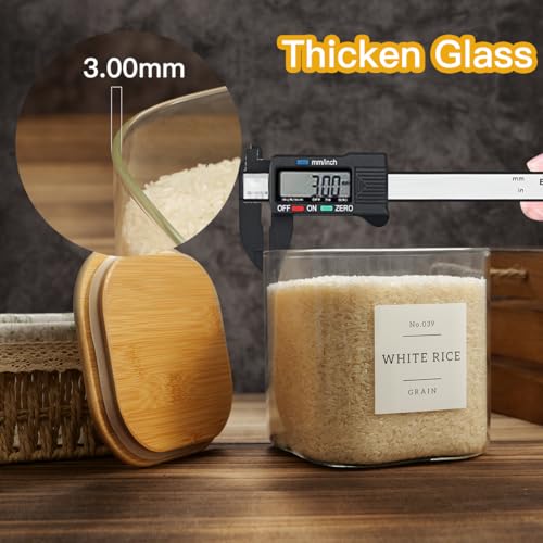 Large Glass Flour and Sugar Containers with 42 Kitchen Pantry Labels
