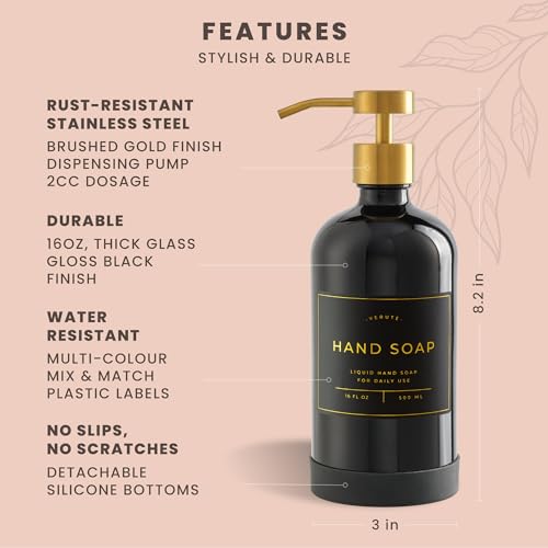 Hand and Dish Soap Dispenser for Kitchen and Bathroom (2 Count)