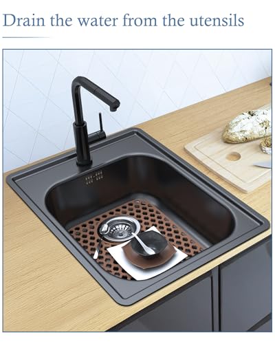 2 Pack Silicone Sink Protector Mat for Kitchen Sink Rear Drian Coffee