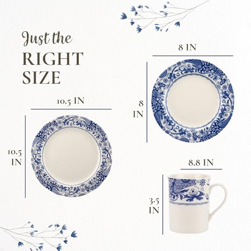 Blue Italian Brocato 12 Piece Dinnerware Set