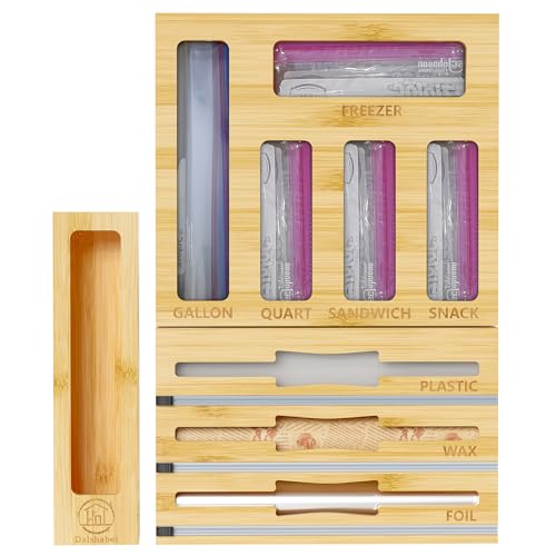9 IN1 Bamboo Storage Bag Drawer Organizer with Cutter