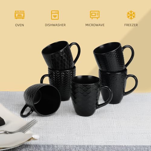16 OZ Black Coffee Mugs Set of 6 (6 Count)
