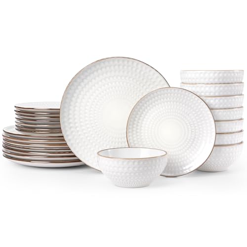 Eden Ceramic Plates and Bowls Sets (24 Count)