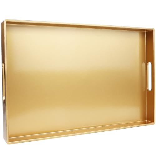 Gold Decorative Serving Tray with Handles