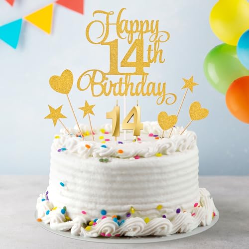 14th Birthday Cake Decorations (9 Count)
