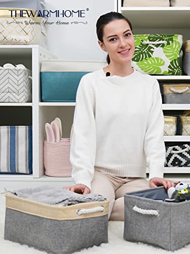 Decorative Basket Rectangular Fabric Storage Bin Organizer Basket with Handles for Clothes Storage