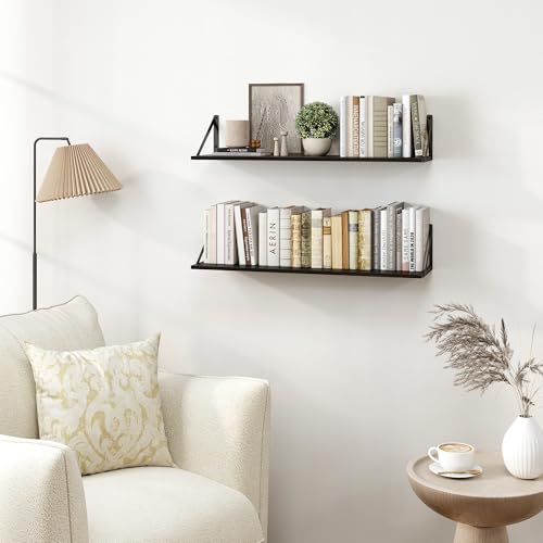 Black Deep Floating Shelves for Wall (2 Count)
